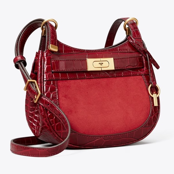 NWT Tory Burch Lee Radziwill Small Saddle Bag, Roma Red, $658 - Picture 2 of 7